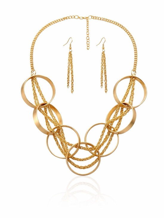 Boutique Jewelry - Metal Circle Link Necklace